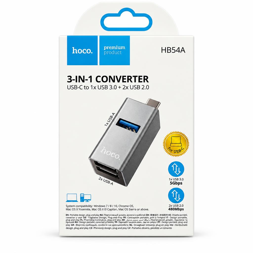 HOCO HB54A 3-in-1 Converter — phone accessories, wholesale case of 50