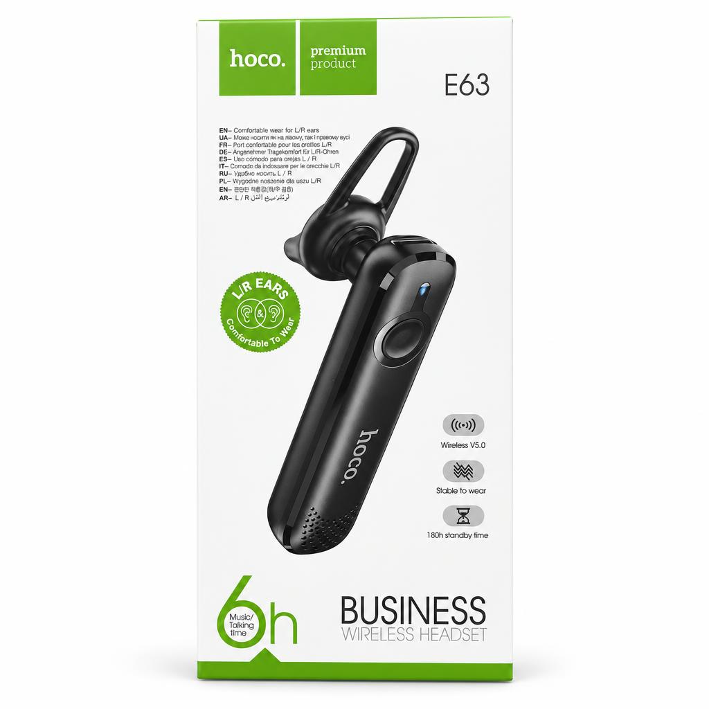 HOCO E63 Diamond Bluetooth Headset — earbuds, headsets & speakers, wholesale case of 100
