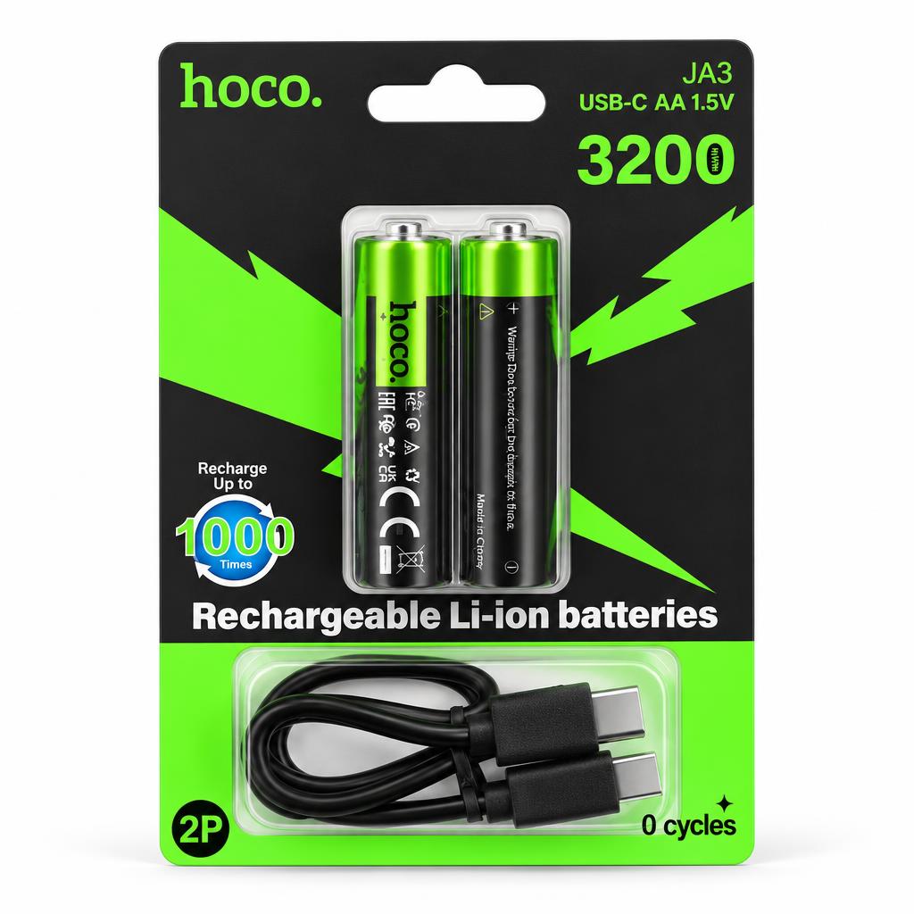 HOCO JA3 Rechargeable AA Batteries — phone accessories, wholesale case of 50