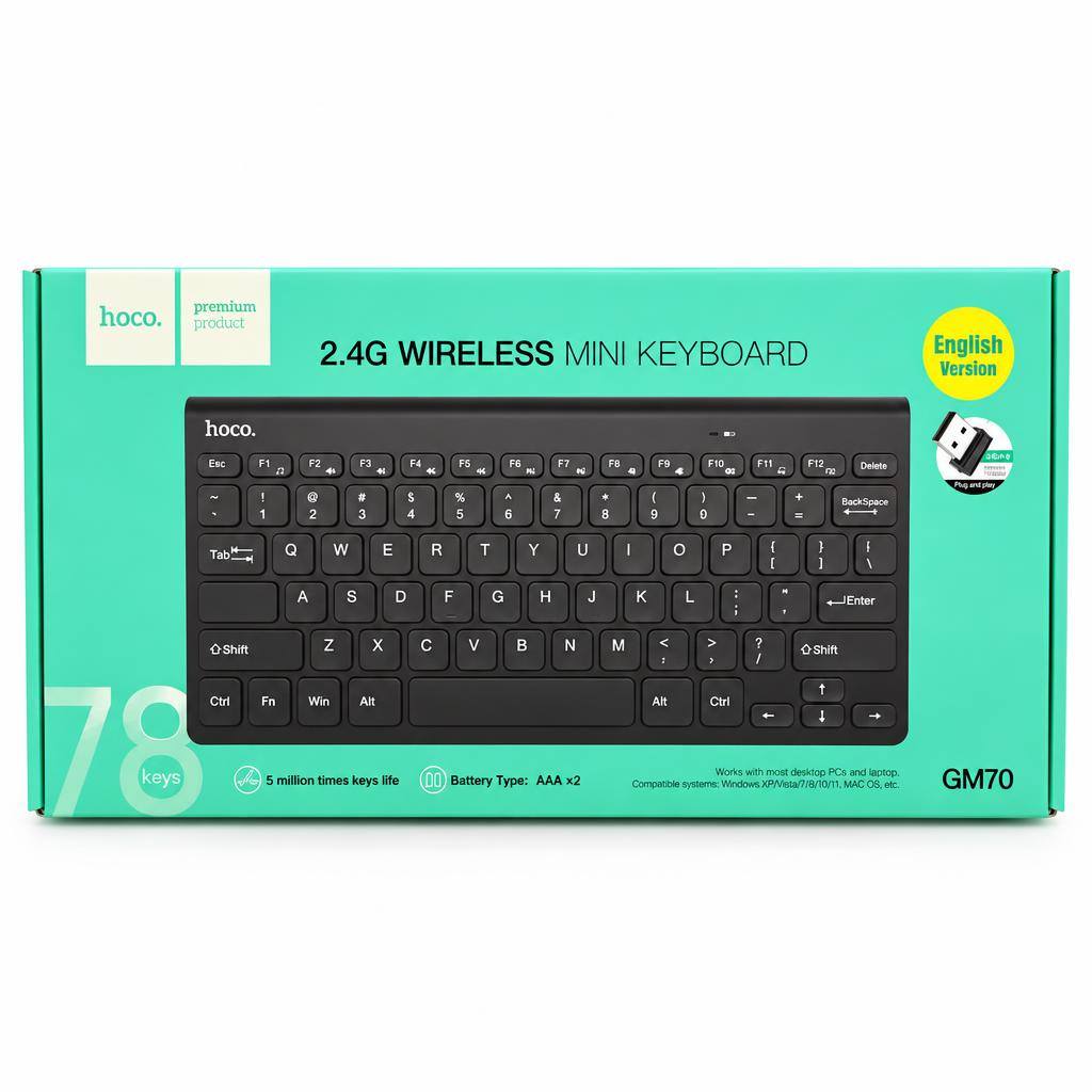 HOCO GM70 Dragon 2.4G Wireless Mini Keyboard — gaming & computer, wholesale case of 30