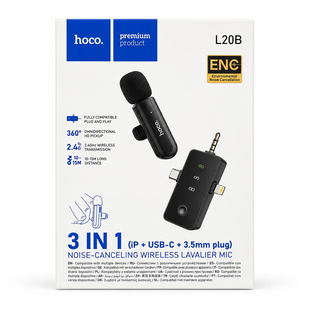 HOCO L20B Wireless Microphone — earbuds, headsets & speakers, wholesale case of 30