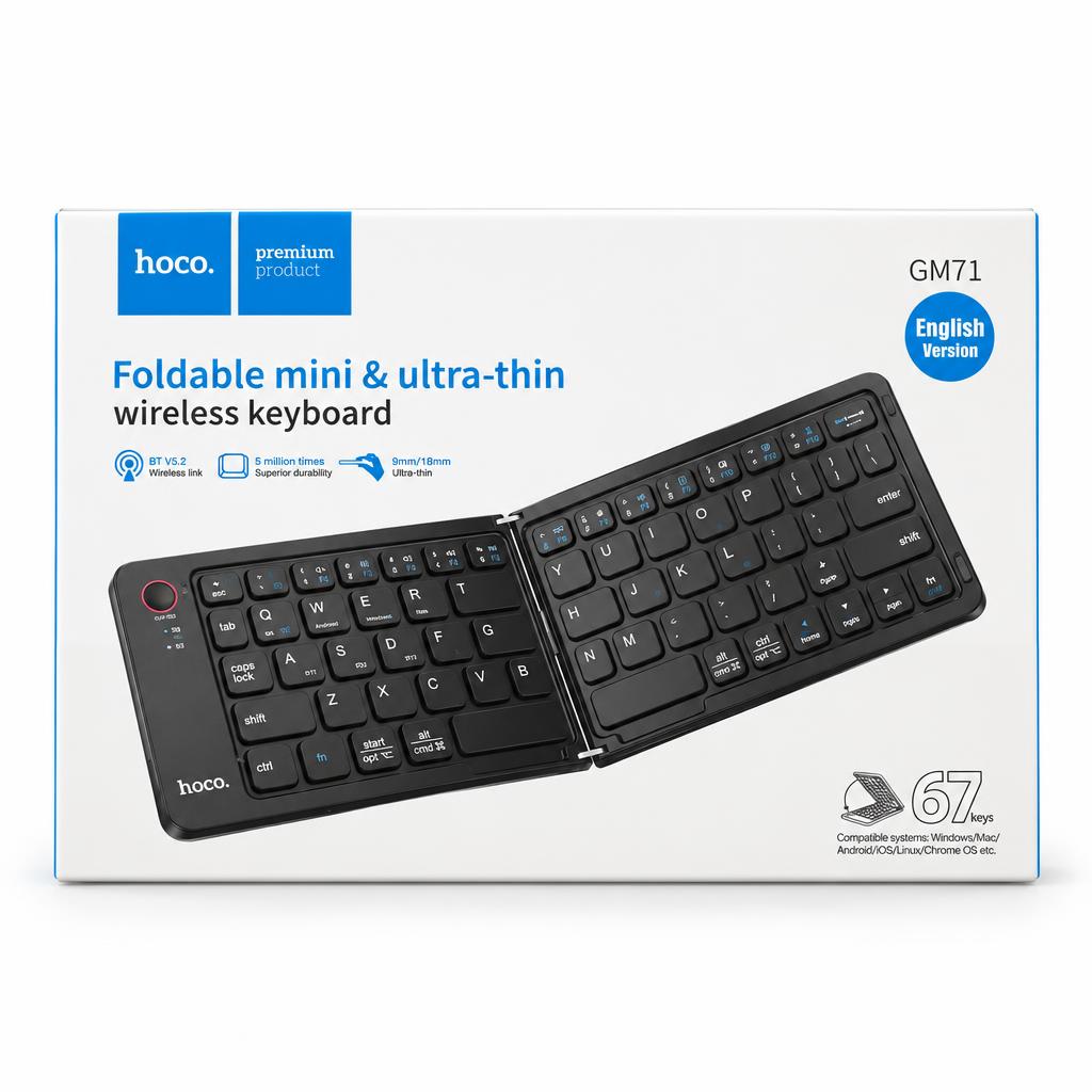 HOCO GM71 Folding Wireless Keyboard — gaming & computer, wholesale case of 30