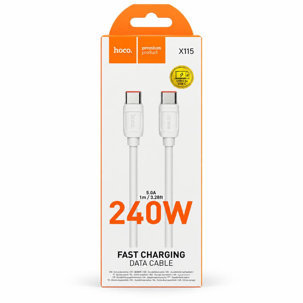 HOCO X115 240W USB-C to USB-C Cable — charging cables, wholesale case of 100