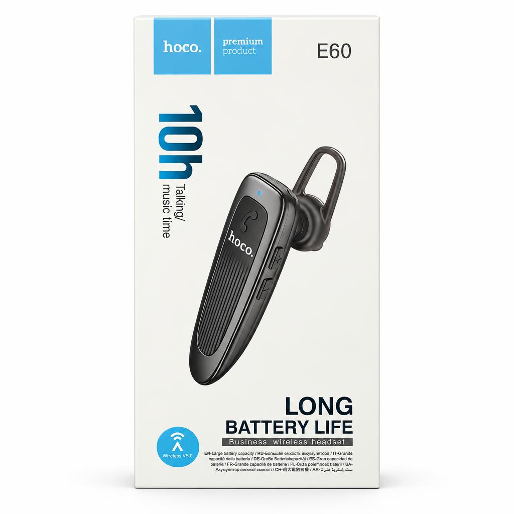 HOCO E60 Bluetooth Headset — earbuds, headsets & speakers, wholesale case of 100